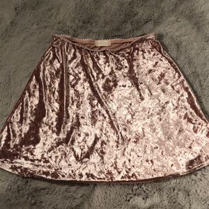 Pink velvet pencil skirt